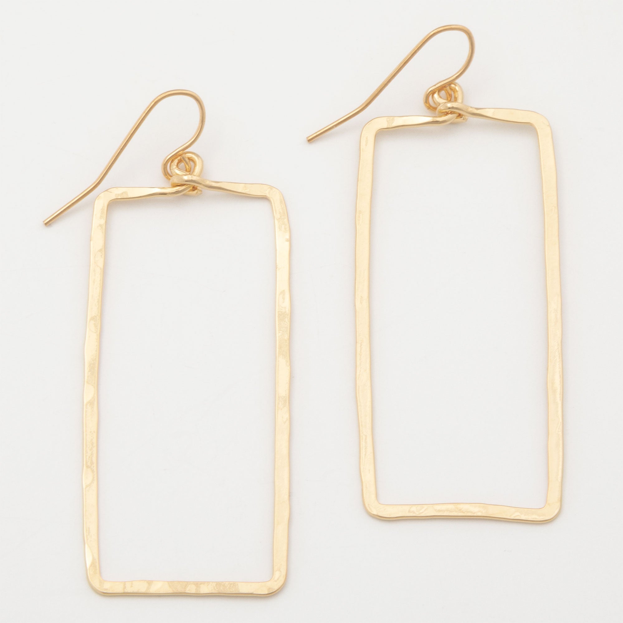 Elegant Golden Hammered Rectangle Earrings Earrings - Fashion La Vie Bien Elegant Golden Hammered Rectangle Earrings