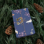 Elegant Koi Fish Cherry Blossom Gift Wrap, indigo Blue Wrapping Paper, Crane Pattern Home Decor La Vie Bien Elegant Koi Fish Cherry Blossom Gift Wrap, indigo Blue Wrapping Paper, Crane Pattern