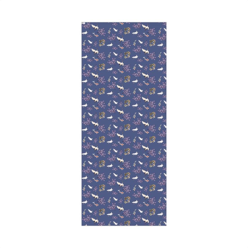 Elegant Koi Fish Cherry Blossom Gift Wrap, indigo Blue Wrapping Paper, Crane Pattern Home Decor La Vie Bien Elegant Koi Fish Cherry Blossom Gift Wrap, indigo Blue Wrapping Paper, Crane Pattern