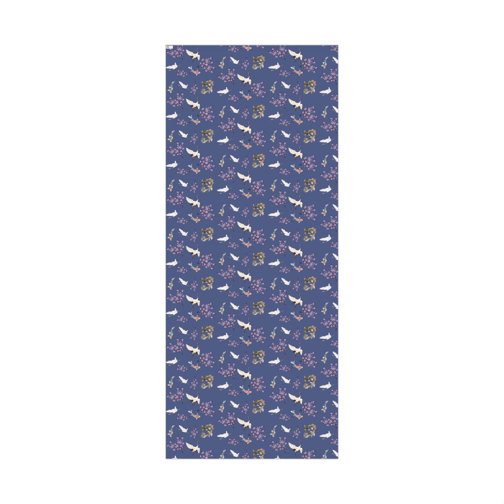 Elegant Koi Fish Cherry Blossom Gift Wrap, indigo Blue Wrapping Paper, Crane Pattern Home Decor La Vie Bien Elegant Koi Fish Cherry Blossom Gift Wrap, indigo Blue Wrapping Paper, Crane Pattern