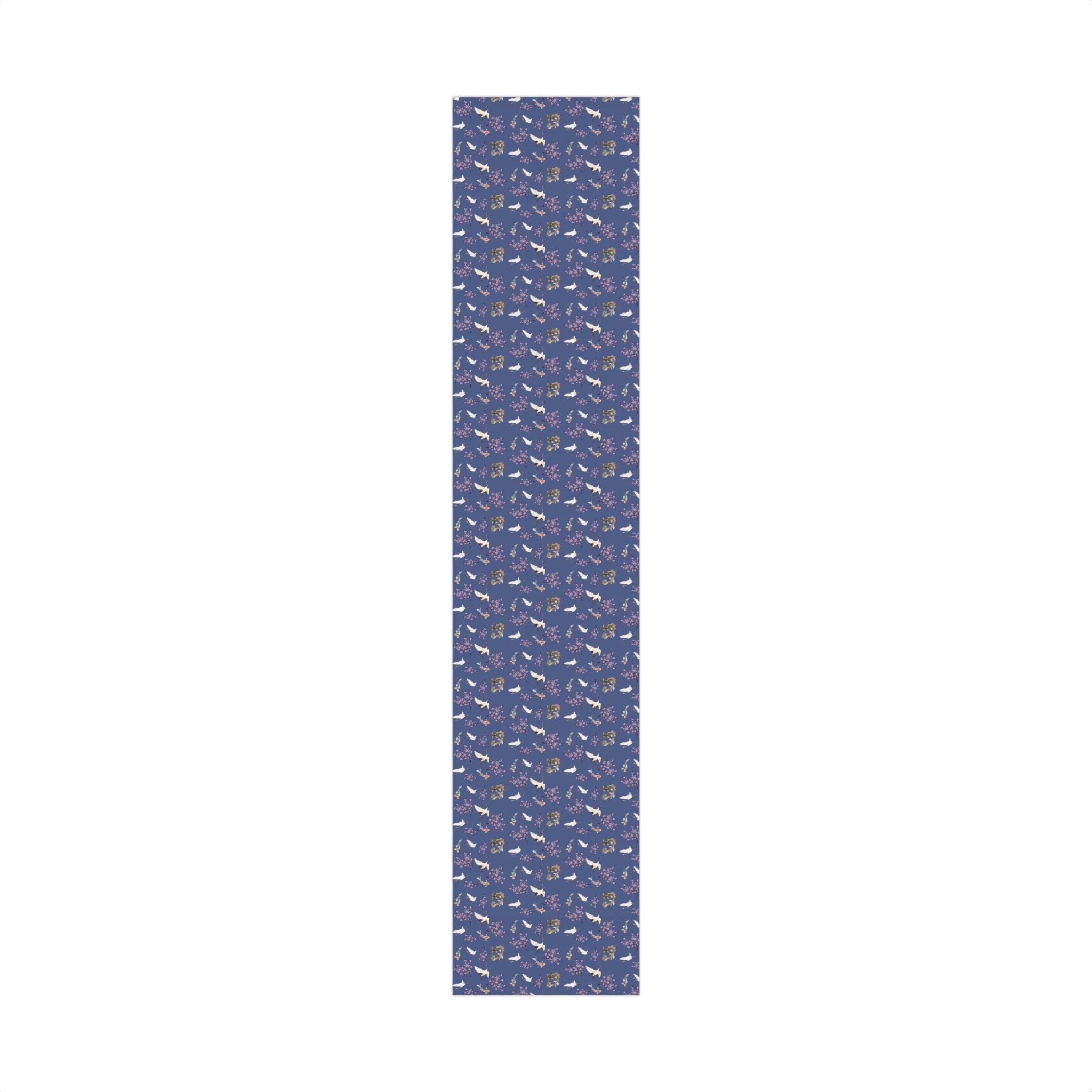 Elegant Koi Fish Cherry Blossom Gift Wrap, indigo Blue Wrapping Paper, Crane Pattern Home Decor La Vie Bien Elegant Koi Fish Cherry Blossom Gift Wrap, indigo Blue Wrapping Paper, Crane Pattern