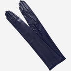 Elena (navy) - Italian silk lined 12-button length leather opera gloves opera gloves La Vie Bien Elena (navy) - Italian silk lined 12-button length leather opera gloves