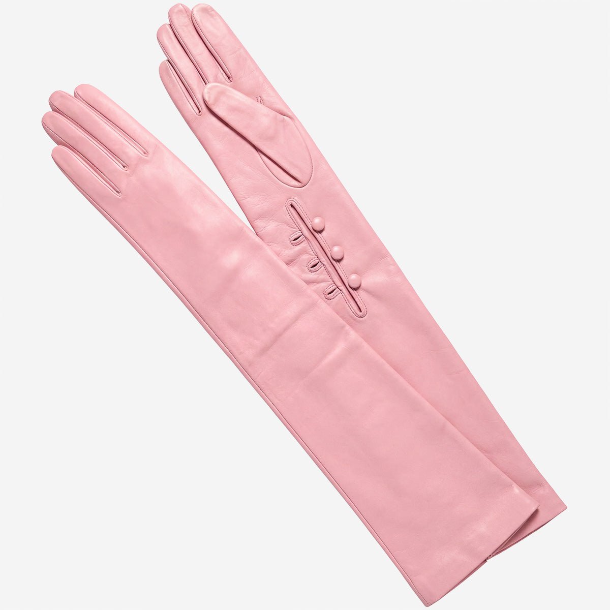 Elena (pink) - Italian silk lined 12-button length leather opera gloves opera gloves La Vie Bien Elena (pink) - Italian silk lined 12-button length leather opera gloves