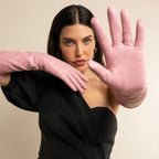 Elena (pink) - Italian silk lined 16-button length leather opera gloves opera gloves La Vie Bien Elena (pink) - Italian silk lined 16-button length leather opera gloves