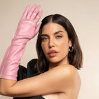 Elena (pink) - Italian silk lined 8-button length leather opera gloves opera gloves La Vie Bien Elena (pink) - Italian silk lined 8-button length leather opera gloves