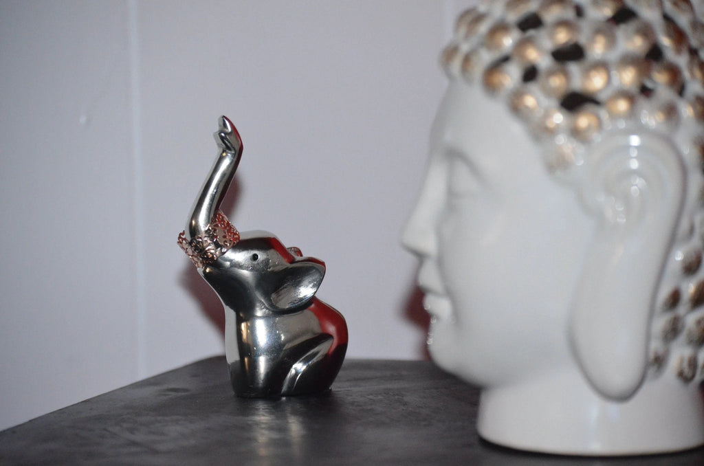 Elephant Ring Holder (4", Silver Finish) by Vibhsa
