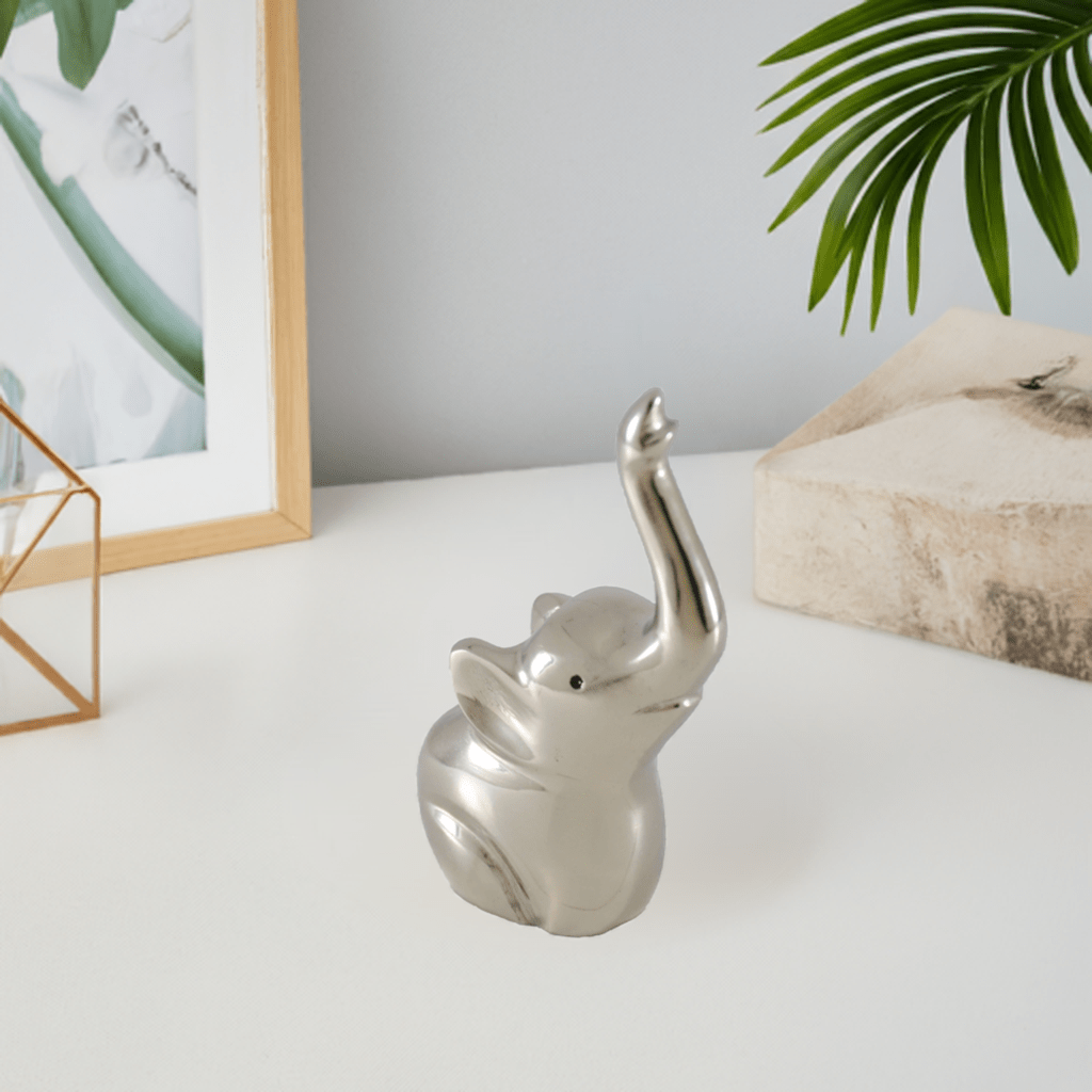 Elephant Ring Holder (4", Silver Finish) by Vibhsa