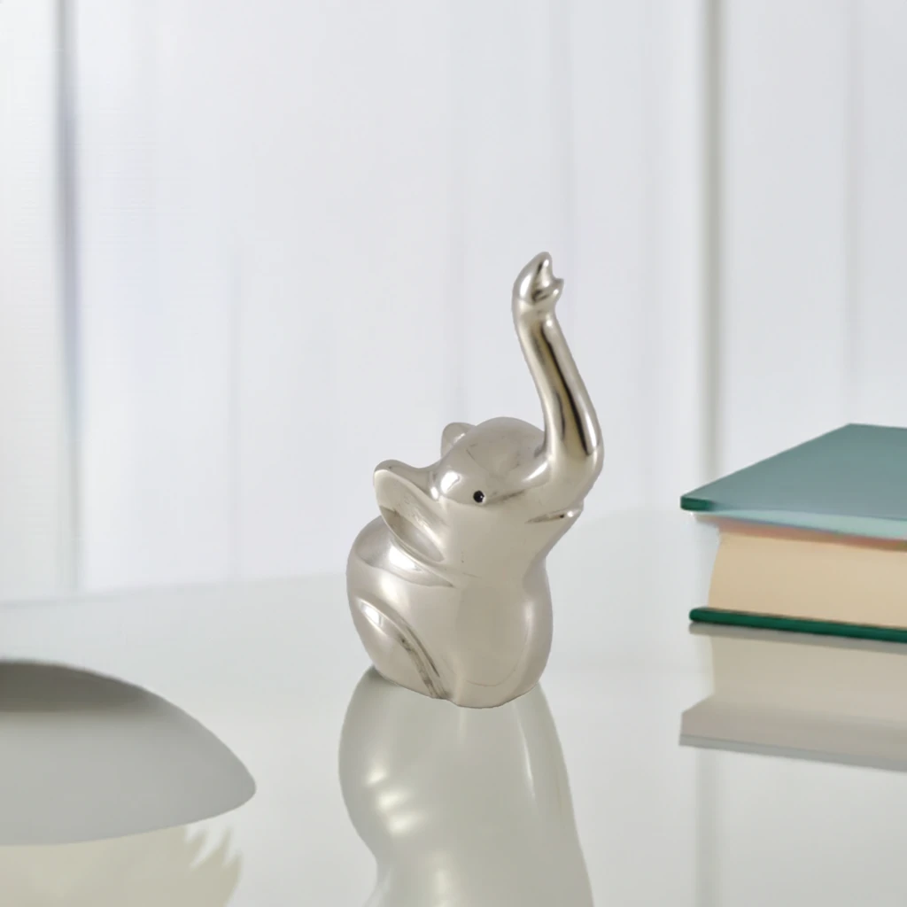 Elephant Ring Holder (4", Silver Finish) by Vibhsa