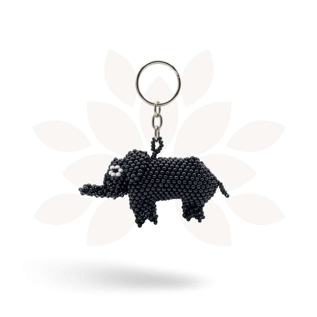 Elephant Seed Bead Keychain - Guatemala Keychains La Vie Bien Elephant Seed Bead Keychain - Guatemala