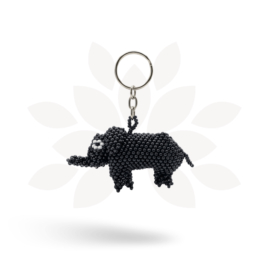 Elephant Seed Bead Keychain - Guatemala Keychains La Vie Bien Elephant Seed Bead Keychain - Guatemala