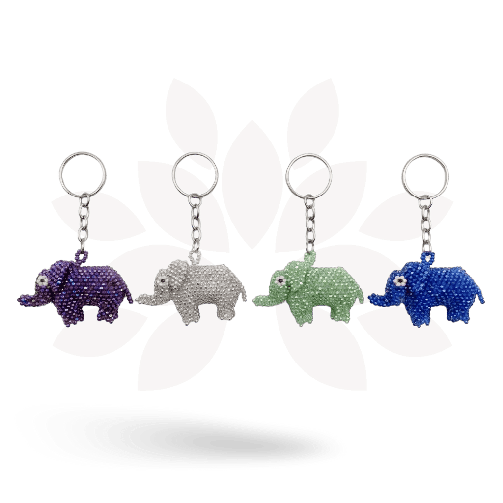 Elephant Seed Bead Keychain - Guatemala Keychains La Vie Bien Elephant Seed Bead Keychain - Guatemala