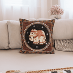 Elephant Tapestry Beaded Embroidered Cushion - Thailand Decor La Vie Bien Elephant Tapestry Beaded Embroidered Cushion - Thailand