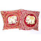Elephant Tapestry Beaded Embroidered Cushion - Thailand Decor La Vie Bien Elephant Tapestry Beaded Embroidered Cushion - Thailand
