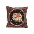 Elephant Tapestry Beaded Embroidered Cushion - Thailand Decor La Vie Bien Elephant Tapestry Beaded Embroidered Cushion - Thailand