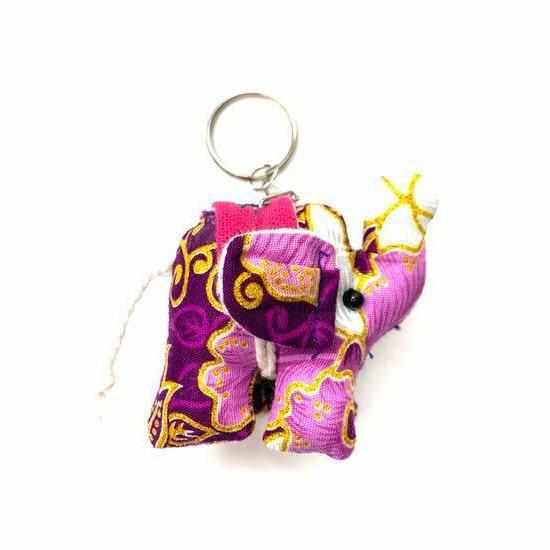 Elephant Textile Keychain | Handmade Zipper Pull from Upcycled Fabric | Thailand Keychains La Vie Bien Elephant Textile Keychain | Handmade Zipper Pull from Upcycled Fabric | Thailand