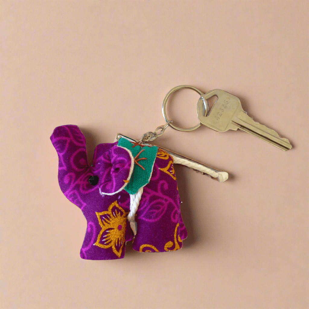 Elephant Textile Keychain | Handmade Zipper Pull from Upcycled Fabric | Thailand Keychains La Vie Bien Elephant Textile Keychain | Handmade Zipper Pull from Upcycled Fabric | Thailand