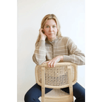 Ellen Henley Sweater in Beige with White Stripes by Polished Prints