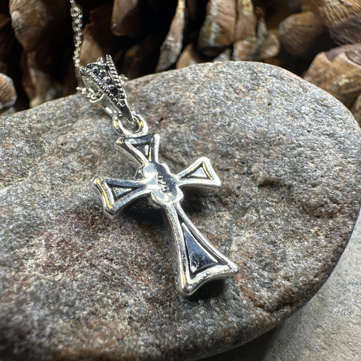 Elowen Marcasite Cross Necklace in Sterling Silver Pendant La Vie Bien Elowen Marcasite Cross Necklace in Sterling Silver