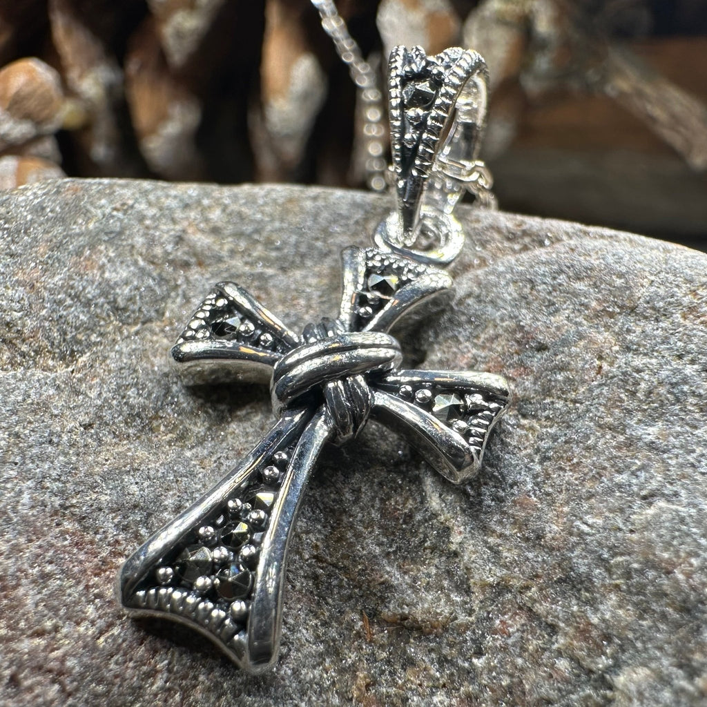 Elowen Marcasite Cross Necklace in Sterling Silver Pendant La Vie Bien Elowen Marcasite Cross Necklace in Sterling Silver