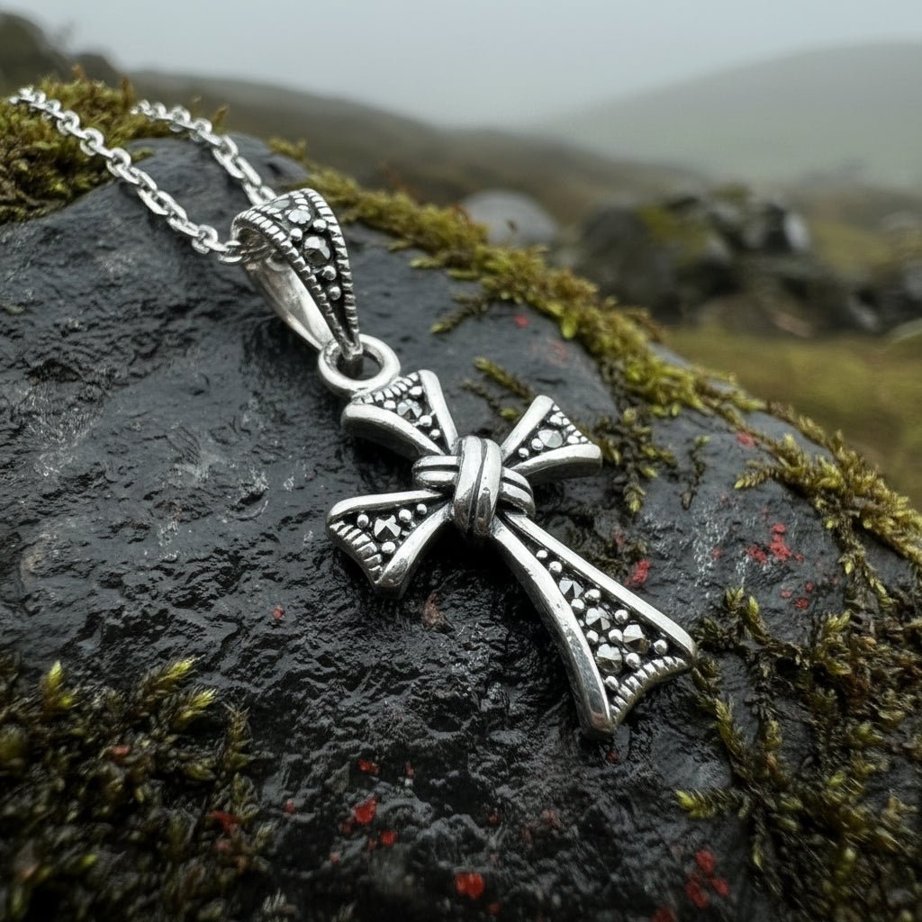 Elowen Marcasite Cross Necklace in Sterling Silver Pendant La Vie Bien Elowen Marcasite Cross Necklace in Sterling Silver