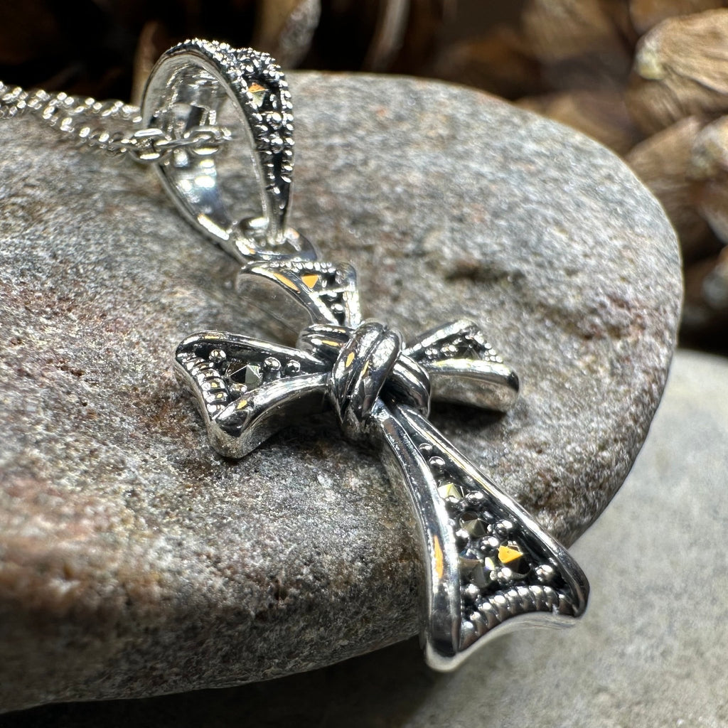 Elowen Marcasite Cross Necklace in Sterling Silver Pendant La Vie Bien Elowen Marcasite Cross Necklace in Sterling Silver