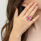Embellished Pink Quartz Golden Statement Ring Rings La Vie Bien Embellished Pink Quartz Golden Statement Ring