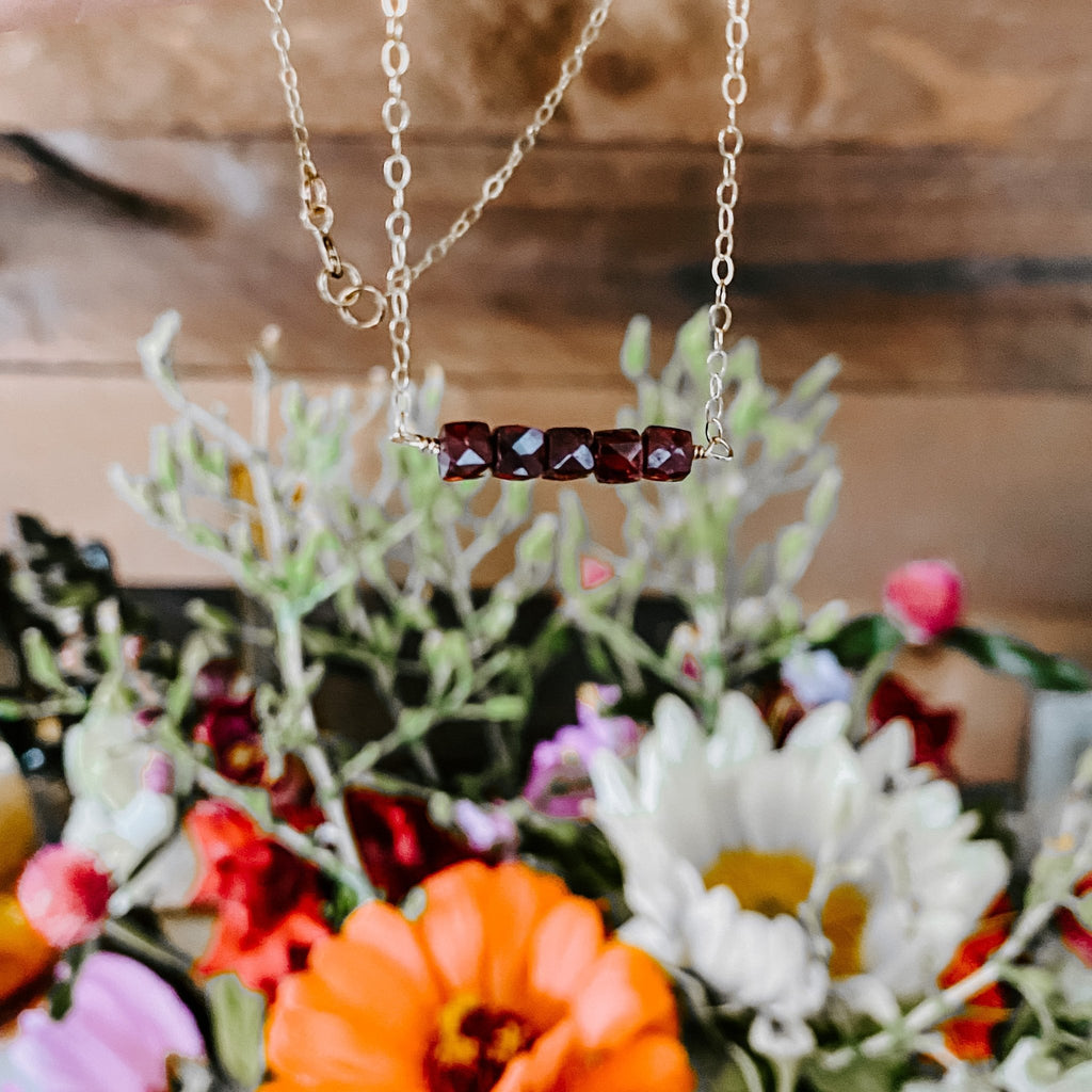 Ember Glow Garnet Necklace Necklaces La Vie Bien Ember Glow Garnet Necklace