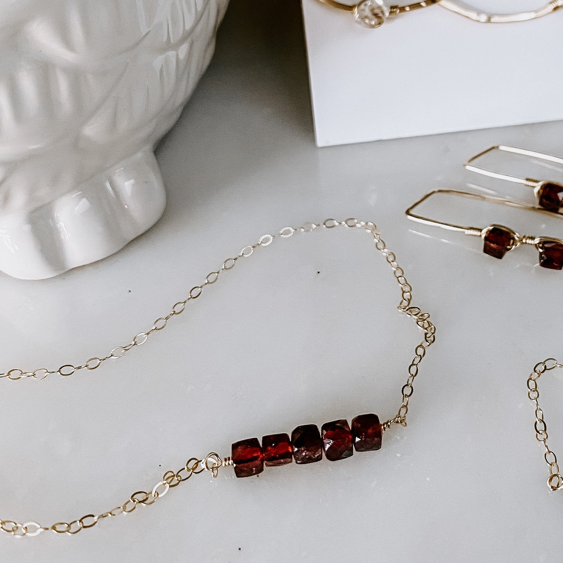 Ember Glow Garnet Necklace Necklaces La Vie Bien Ember Glow Garnet Necklace