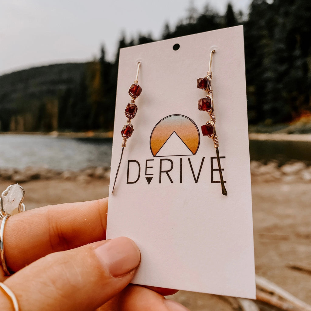 Ember Glow Garnet Threader Earrings by Derive Jewelry