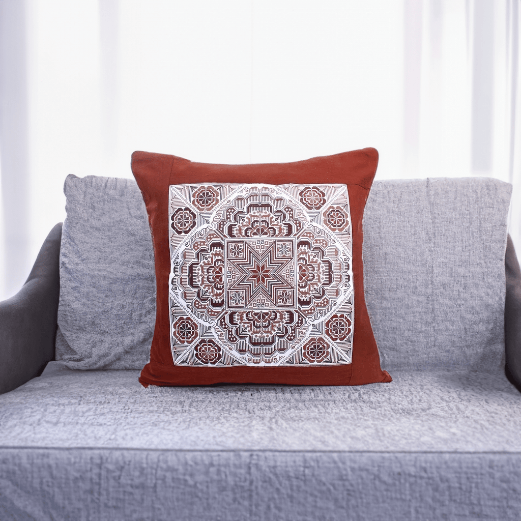 Embroidered Artisan Made Boho Style Star Cushion - Thailand Decor La Vie Bien Embroidered Artisan Made Boho Style Star Cushion - Thailand