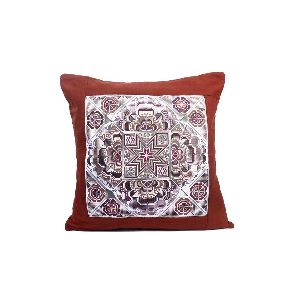 Embroidered Artisan Made Boho Style Star Cushion - Thailand Decor La Vie Bien Embroidered Artisan Made Boho Style Star Cushion - Thailand