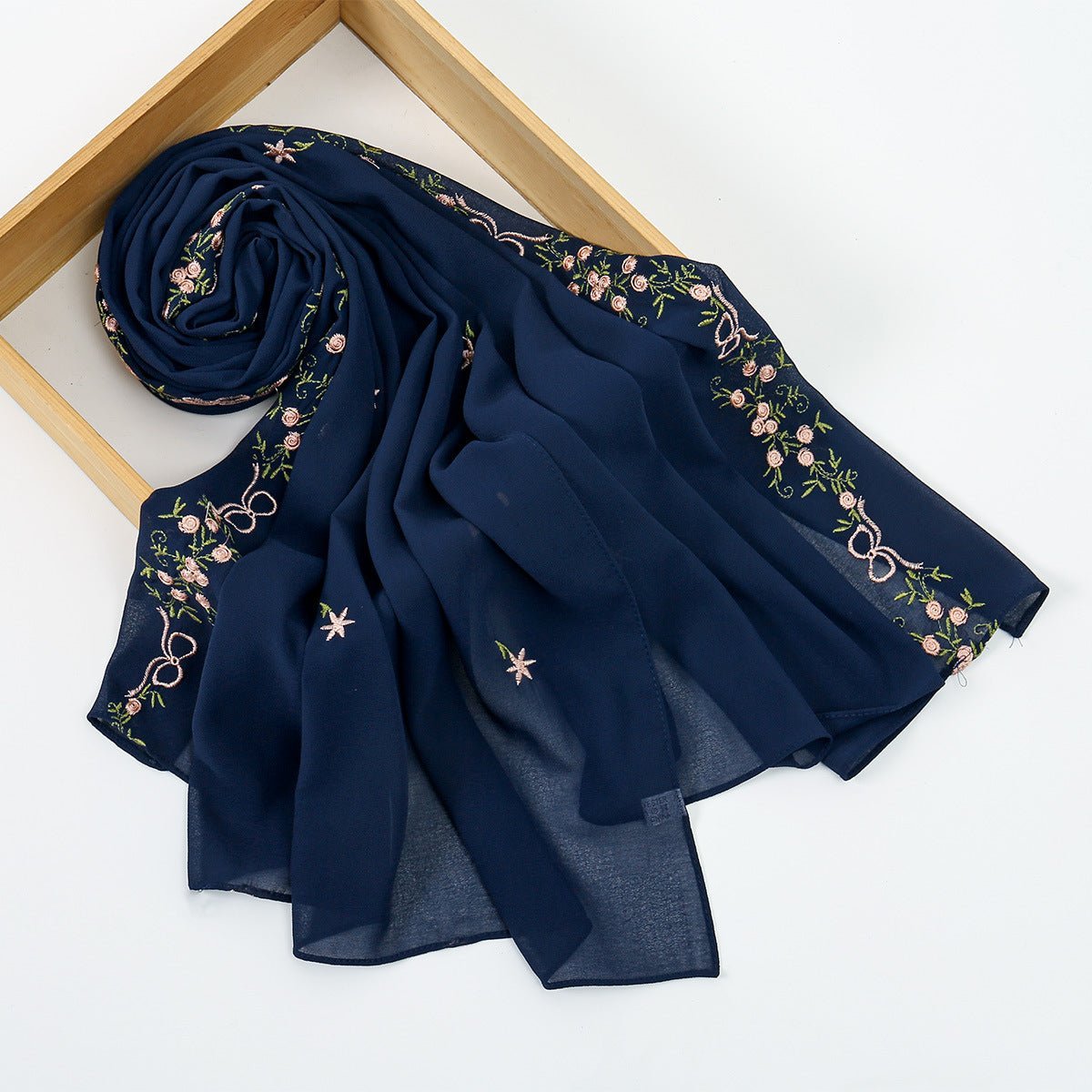 Embroidered Chiffon Hijab Scarf | Chiffon Hijab With Embroidery (MH220) La Vie Bien Embroidered Chiffon Hijab Scarf | Chiffon Hijab With Embroidery (MH220)