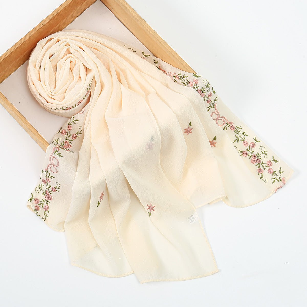 Embroidered Chiffon Hijab Scarf | Chiffon Hijab With Embroidery (MH220) La Vie Bien Embroidered Chiffon Hijab Scarf | Chiffon Hijab With Embroidery (MH220)