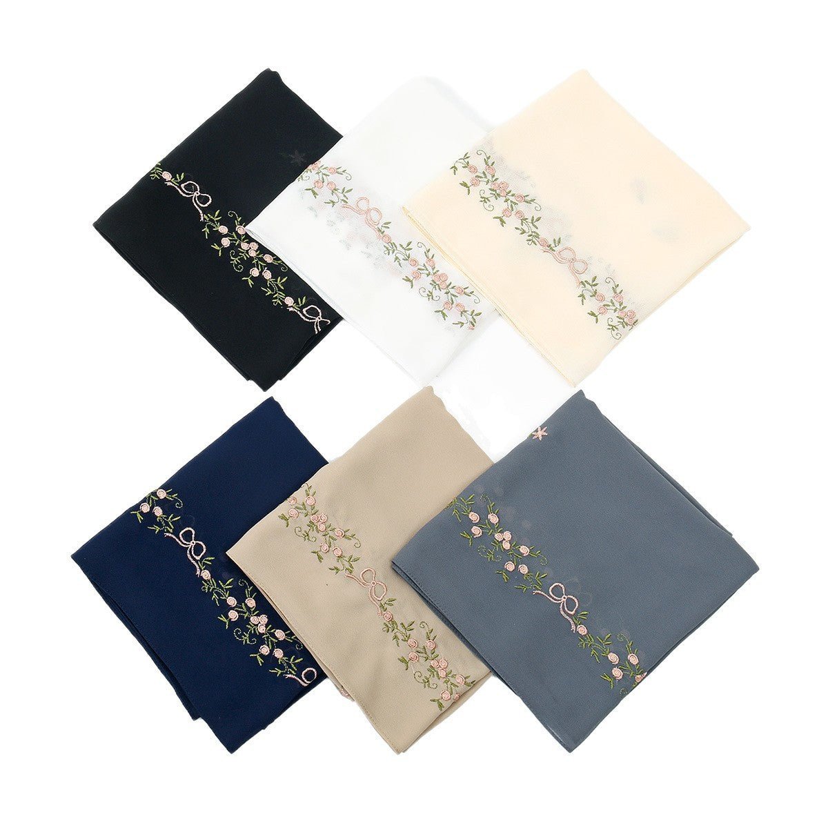 Embroidered Chiffon Hijab Scarf | Chiffon Hijab With Embroidery (MH220) La Vie Bien Embroidered Chiffon Hijab Scarf | Chiffon Hijab With Embroidery (MH220)