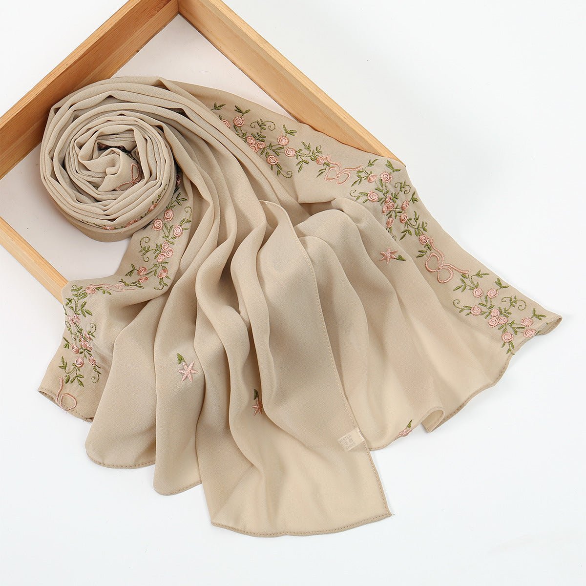 Embroidered Chiffon Hijab Scarf | Chiffon Hijab With Embroidery (MH220) La Vie Bien Embroidered Chiffon Hijab Scarf | Chiffon Hijab With Embroidery (MH220)