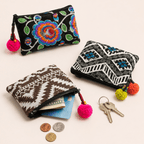 Embroidered Coin Purse Florals and Geometrics Assorted - Thailand Bags La Vie Bien Embroidered Coin Purse Florals and Geometrics Assorted - Thailand