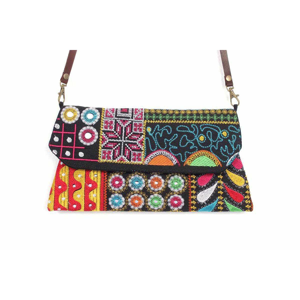 Embroidered Convertible Clutch | Crossbody Bag - Thailand Bags La Vie Bien Embroidered Convertible Clutch | Crossbody Bag - Thailand