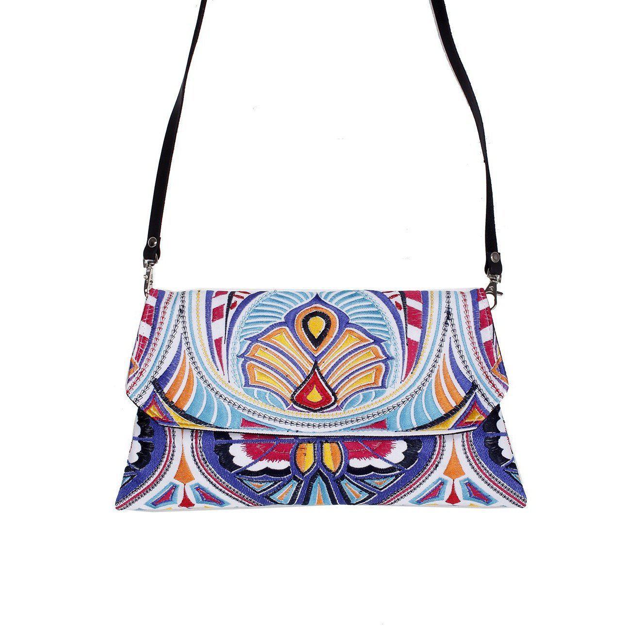 Embroidered Convertible Clutch | Crossbody Bag - Thailand Bags La Vie Bien Embroidered Convertible Clutch | Crossbody Bag - Thailand