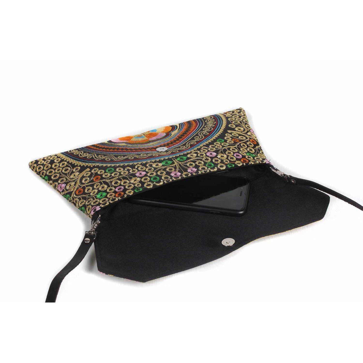 Embroidered Convertible Clutch | Crossbody Bag - Thailand Bags La Vie Bien Embroidered Convertible Clutch | Crossbody Bag - Thailand