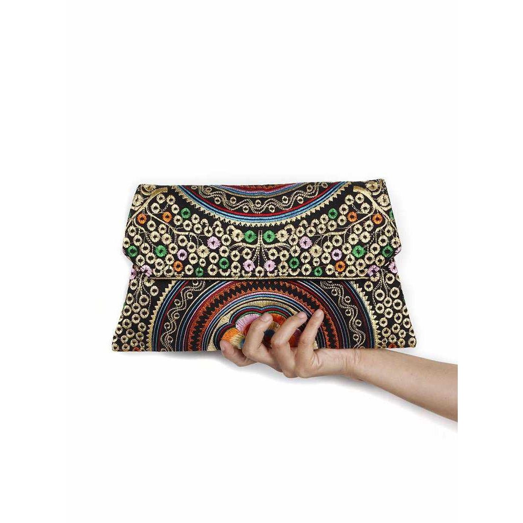 Embroidered Convertible Clutch | Crossbody Bag - Thailand Bags La Vie Bien Embroidered Convertible Clutch | Crossbody Bag - Thailand
