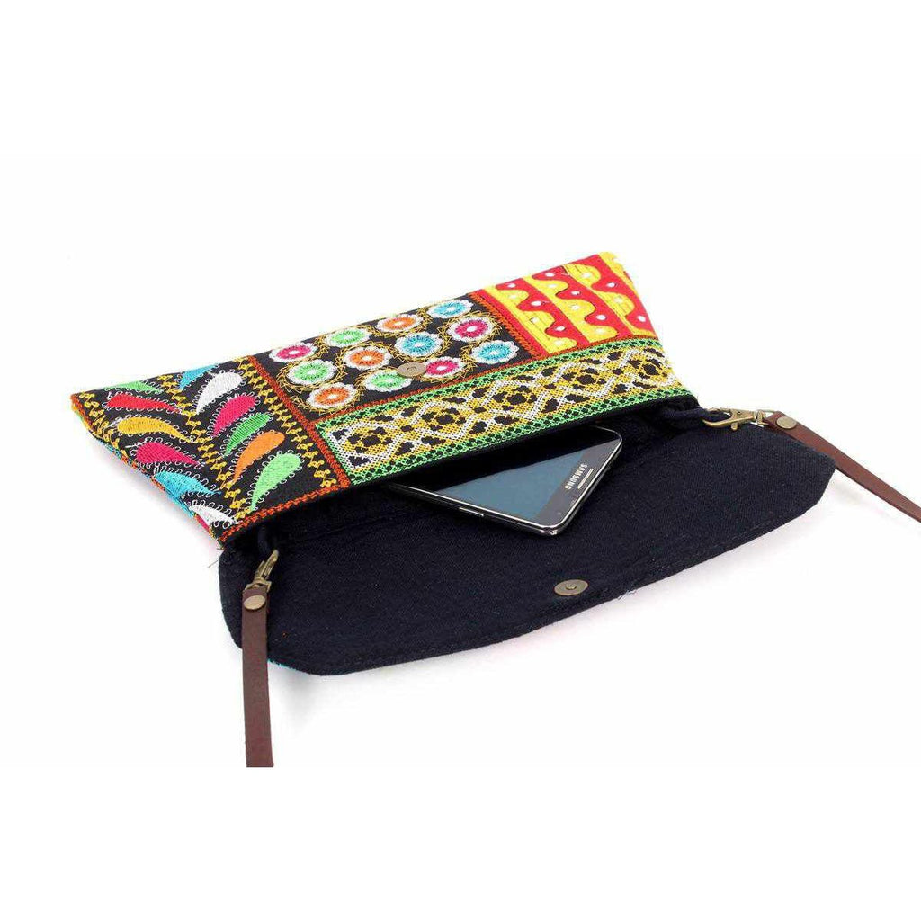 Embroidered Convertible Clutch | Crossbody Bag - Thailand Bags La Vie Bien Embroidered Convertible Clutch | Crossbody Bag - Thailand