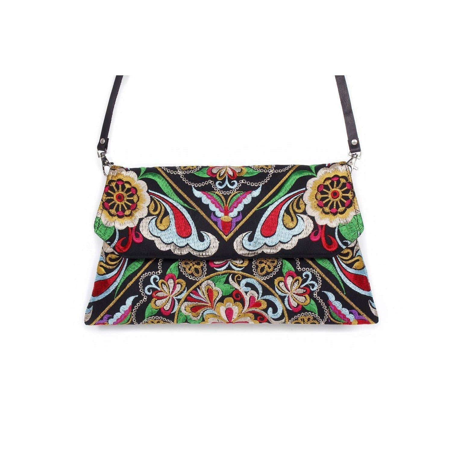Embroidered Convertible Clutch | Crossbody Bag - Thailand Bags La Vie Bien Embroidered Convertible Clutch | Crossbody Bag - Thailand