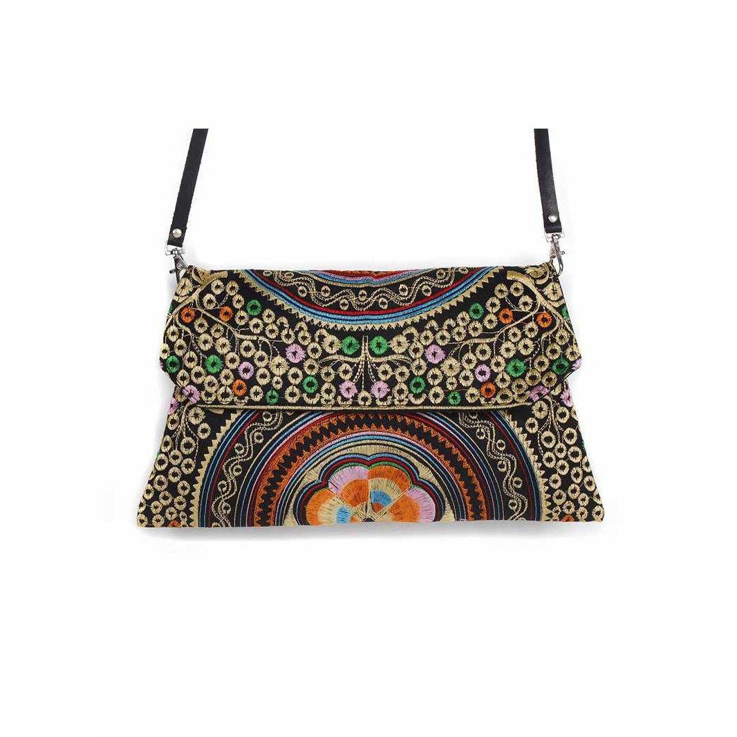 Embroidered Convertible Clutch | Crossbody Bag - Thailand Bags La Vie Bien Embroidered Convertible Clutch | Crossbody Bag - Thailand