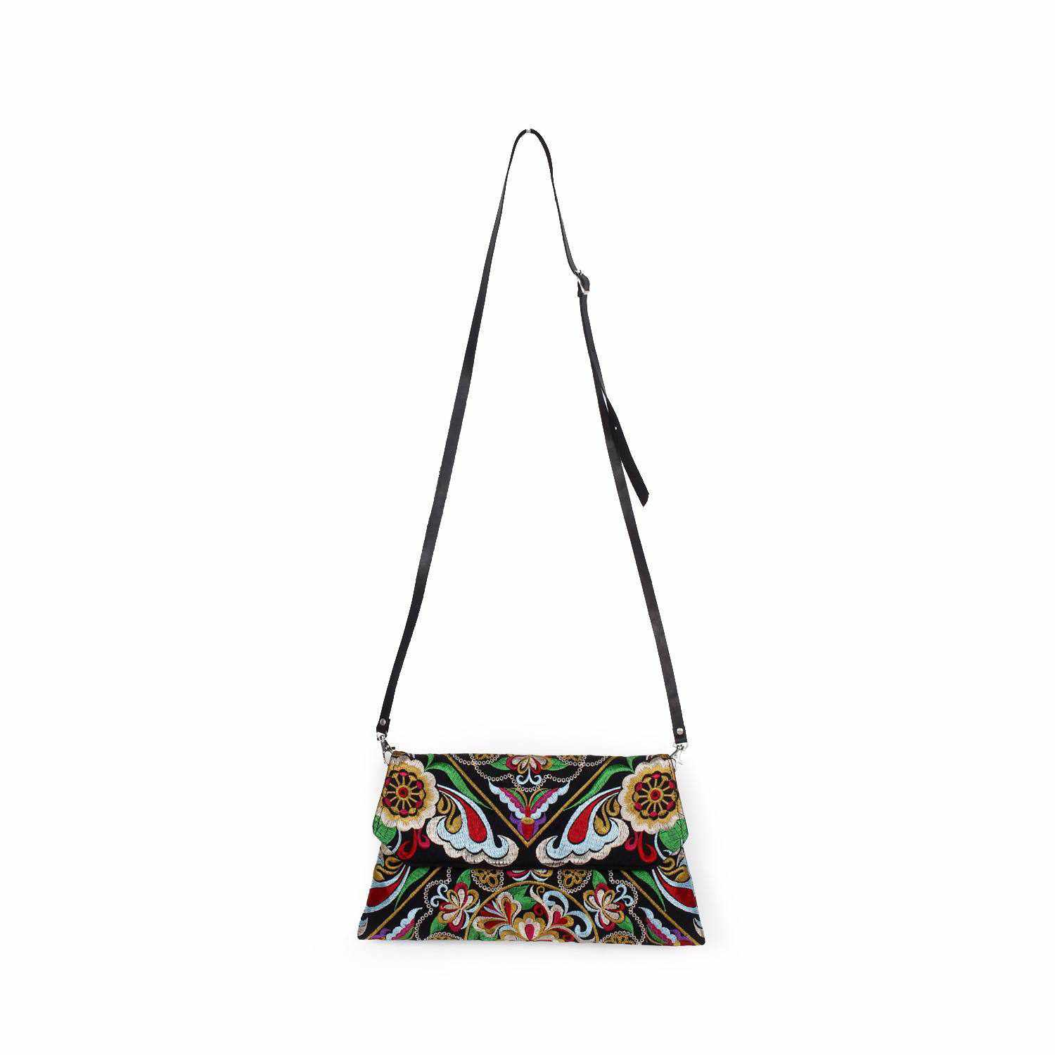 Embroidered Convertible Clutch | Crossbody Bag - Thailand Bags La Vie Bien Embroidered Convertible Clutch | Crossbody Bag - Thailand