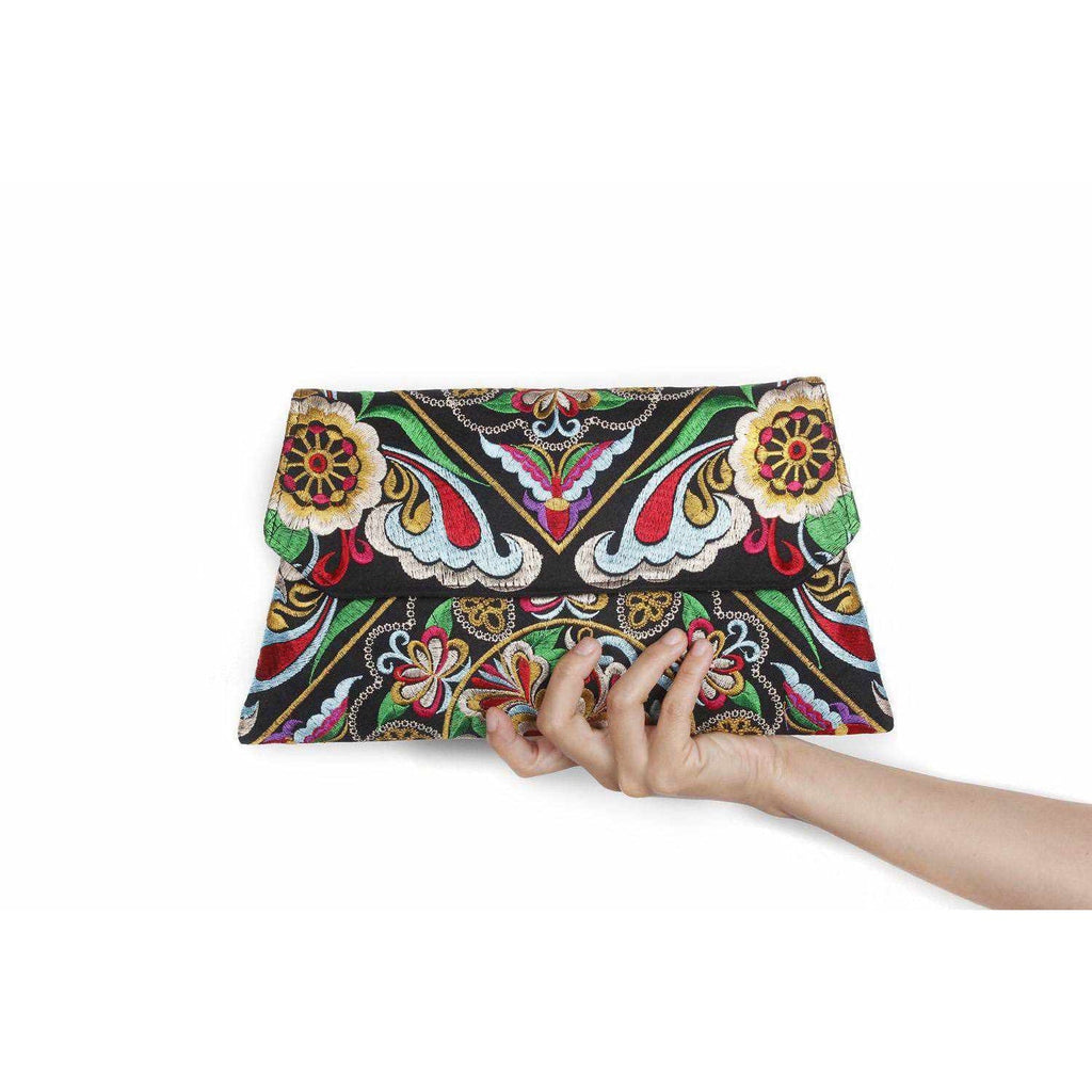 Embroidered Convertible Clutch | Crossbody Bag - Thailand Bags La Vie Bien Embroidered Convertible Clutch | Crossbody Bag - Thailand
