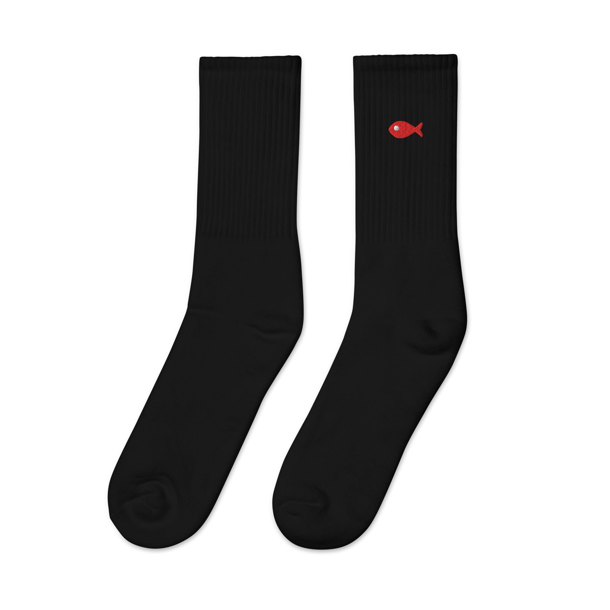 Red fish Embroidered socks