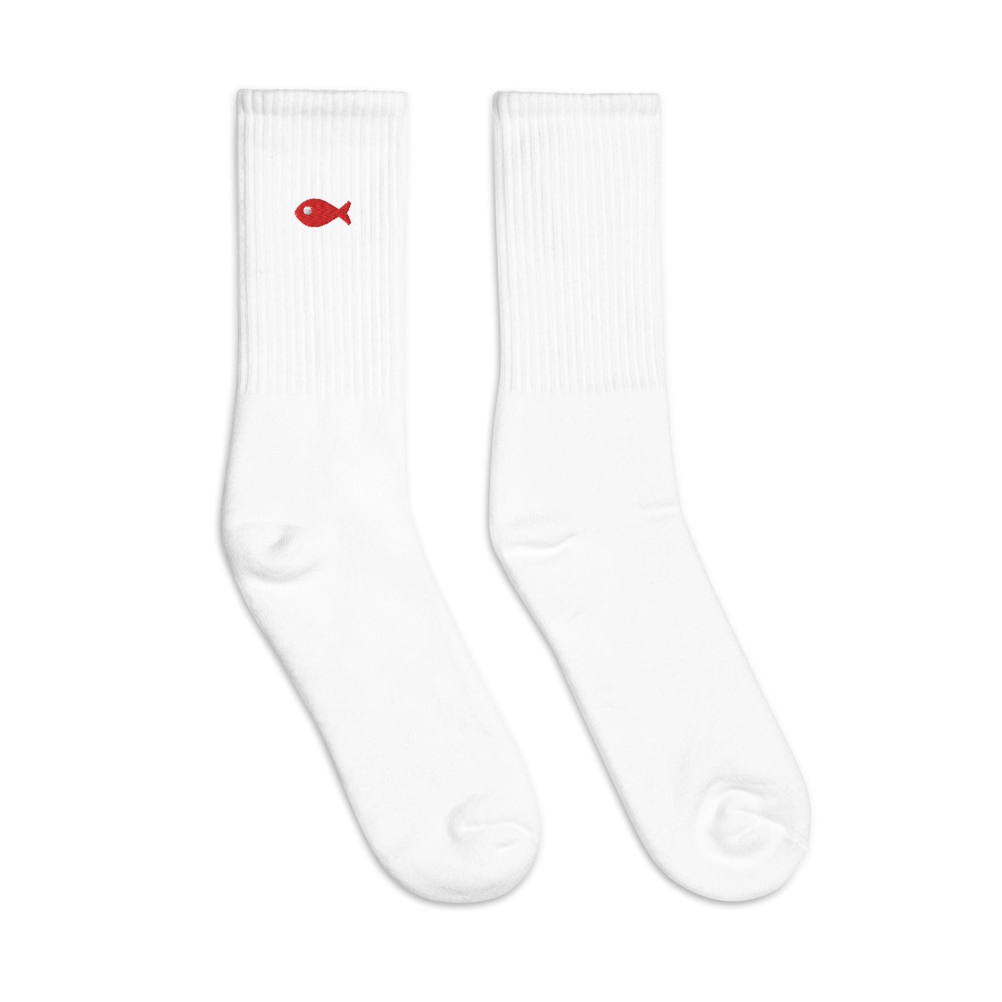 Red fish Embroidered socks