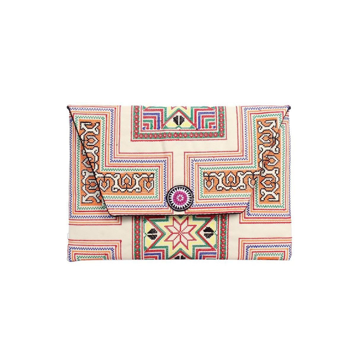 Embroidered Envelope Clutch | iPad Bag - Thailand Bags La Vie Bien Embroidered Envelope Clutch | iPad Bag - Thailand