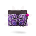 Embroidered Flower Leather Trim Wristlet - Thailand Bags La Vie Bien Embroidered Flower Leather Trim Wristlet - Thailand