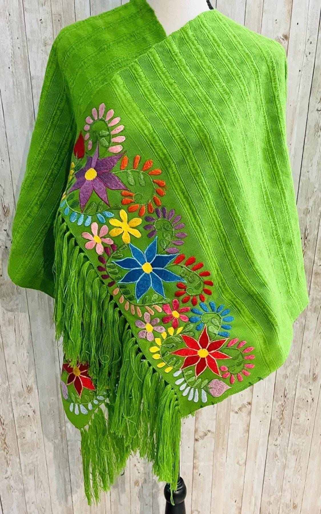 Embroidered Handmade Mexican Shawl Reboso Bordado Mexicano La Vie Bien Embroidered Handmade Mexican Shawl Reboso Bordado Mexicano